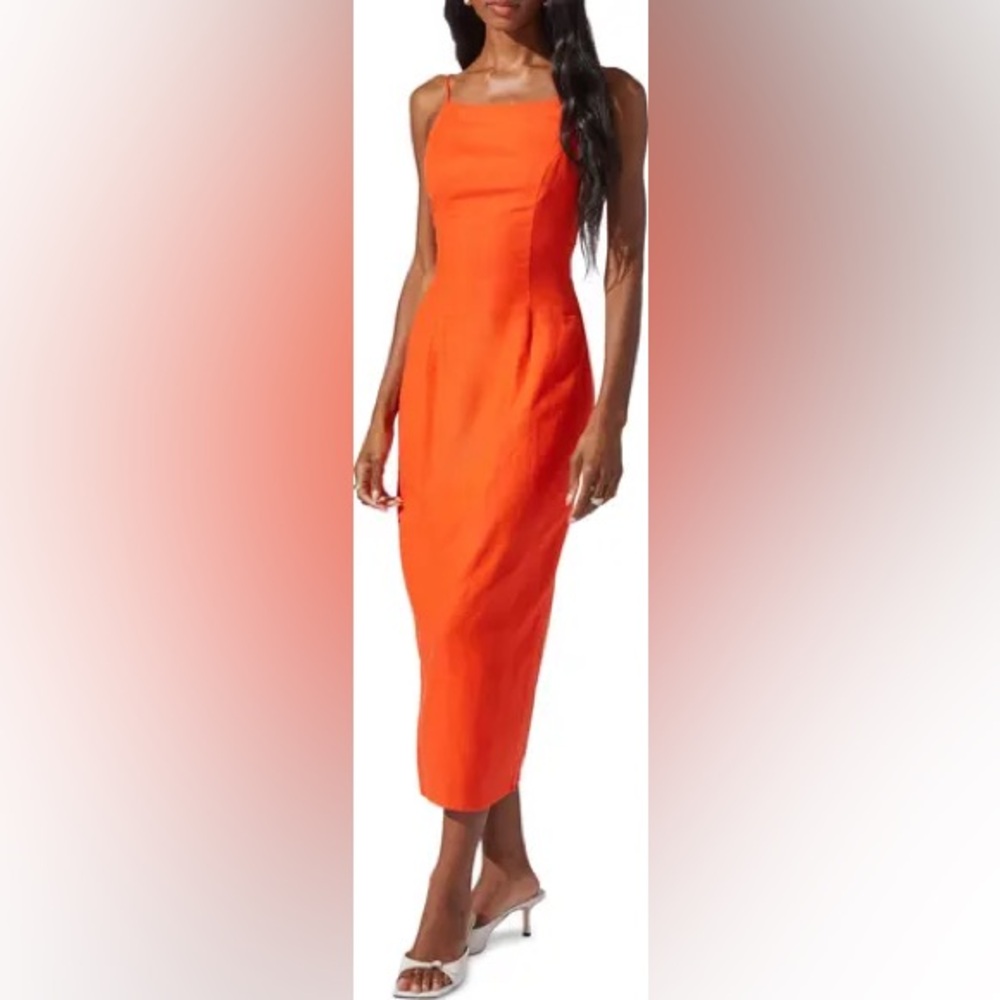 Astr the Label Orange Midi Dress